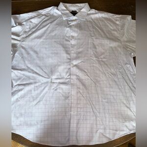 Jos. A. Bank White and Purple Plaid Wrinkle Free Dress Shirt